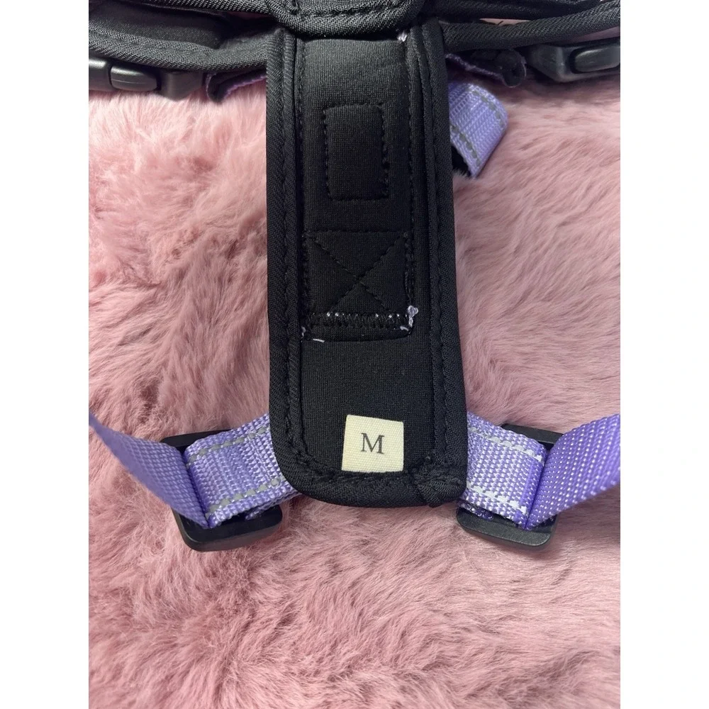 Reflective Stitches Chest Back Traction Rope‎ Pet Outdoor Walking Size M Purple